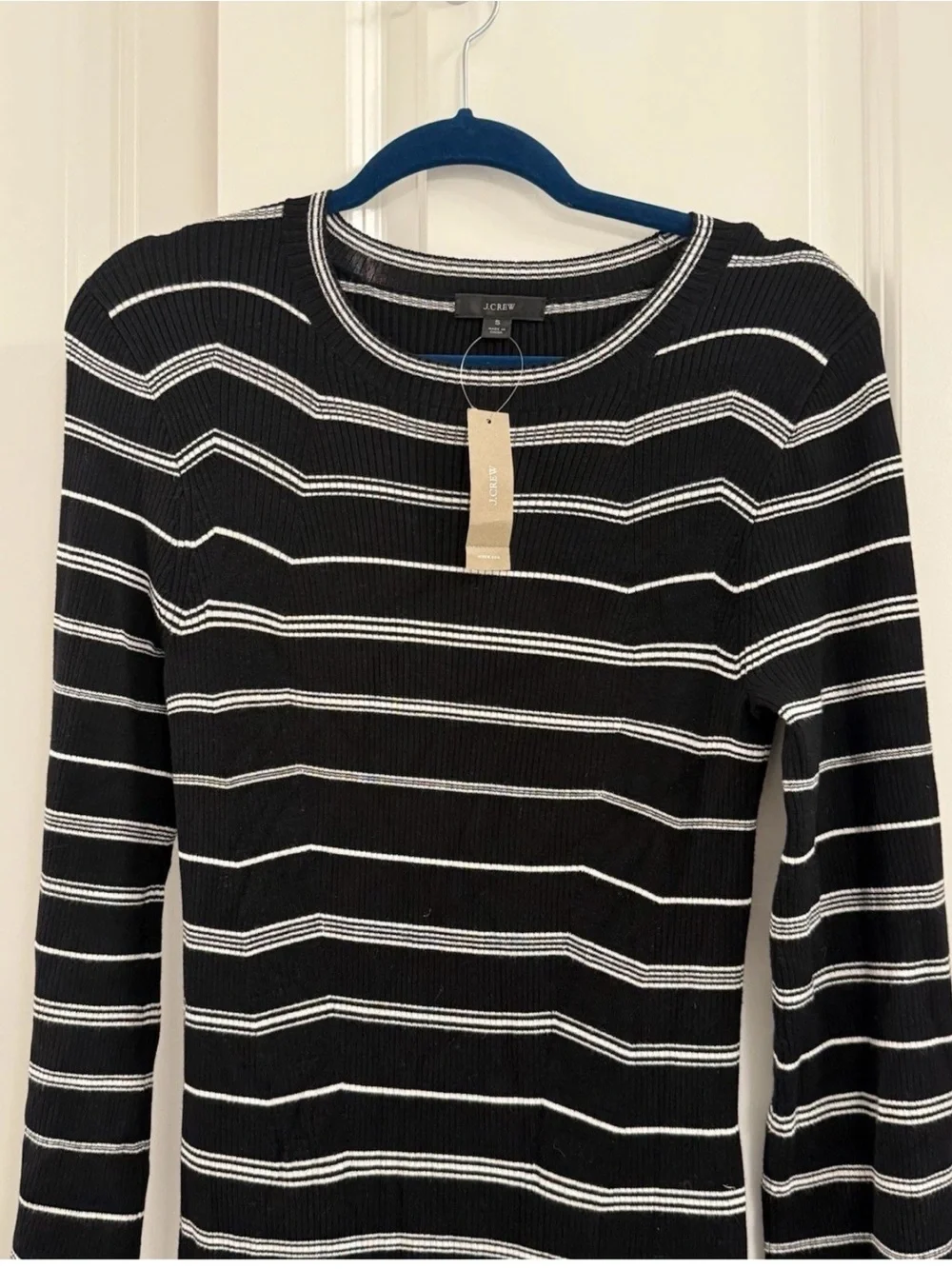 J.CREW Women's Striped Knit Long Sleeve Sweater Dress NWT Size Small